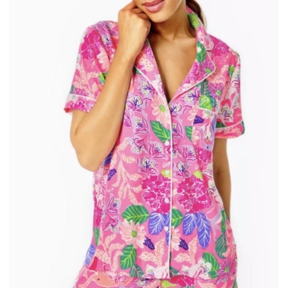 Lily Pulitzer Tropical Floral Women M Set Sleepwear Lounge Intimates Comfy